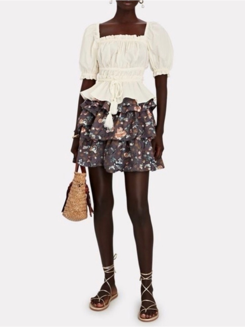 NWT Ulla Johnson Alyssa Wildwood Floral Tiered Ruffle Mini Skirt Size 6